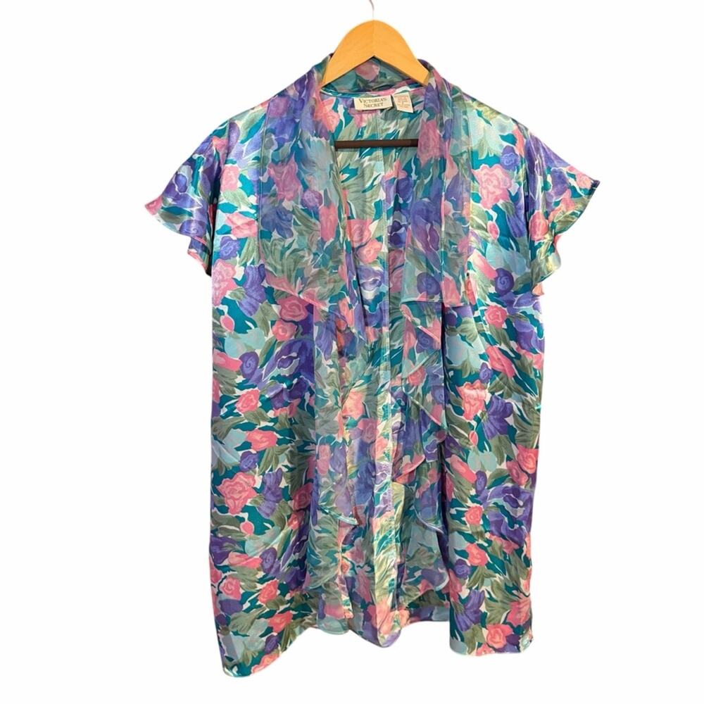 Vintage Victorias Secret Floral Duster Small Cottagecore Fairycore Whimsygoth - Picture 3 of 7